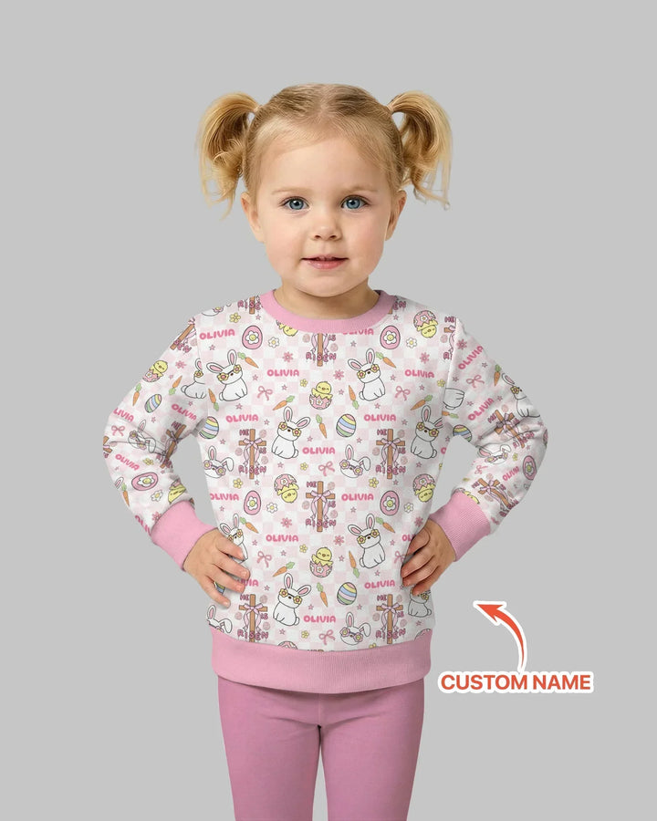 Custom Name Retro Easter Bamboo Crewneck Sweatshirt