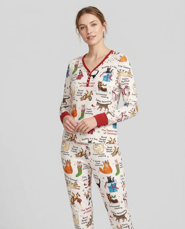 The 12 Cats of Christmas Bamboo Women Pajama Set