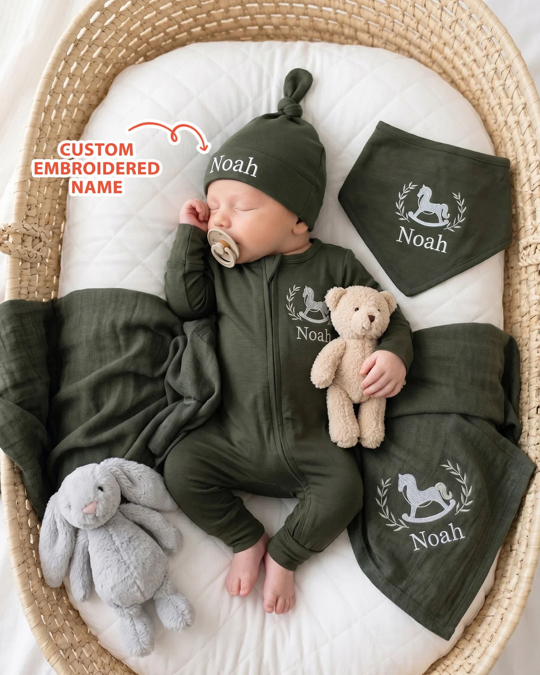 Personalized Royal Horse Embroidered Bamboo Convertible Zippy