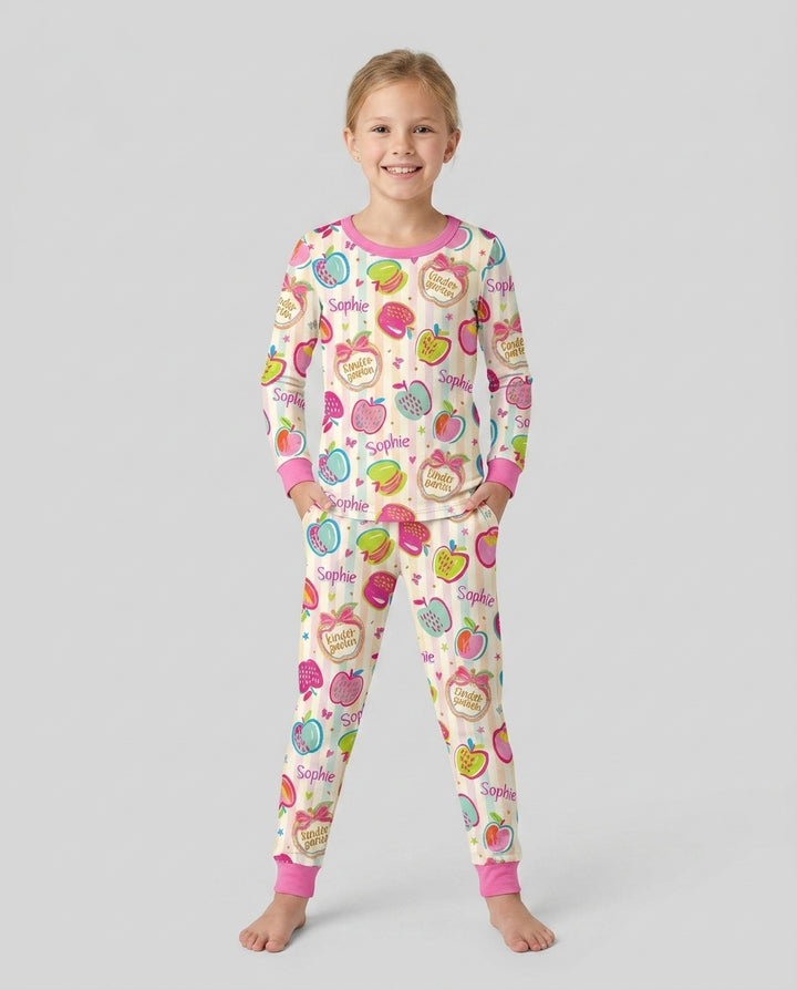 Zweiteiliges Langarm-Pyjama-Set mit Sommerfrüchten