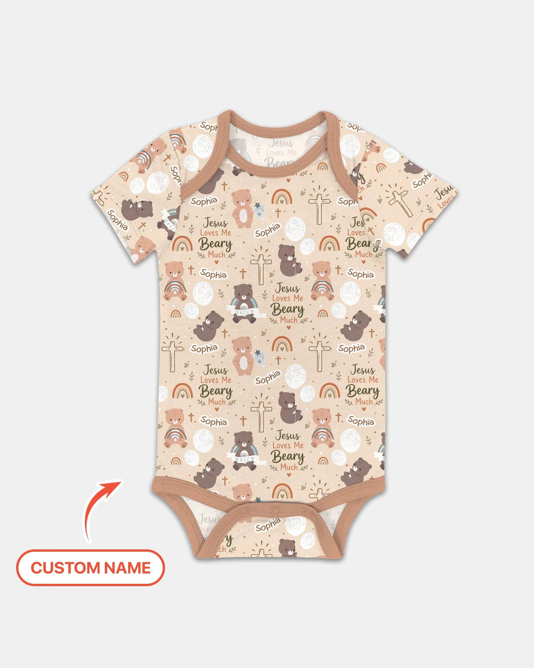 Custom Name Jesus Loves Me Beary Much Bamboo Bodysuit