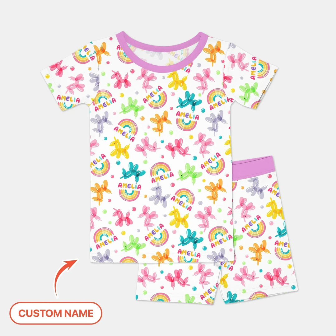 Zweiteiliges Pyjama-Set mit kurzen Ärmeln und Shorts im Sommer-Design