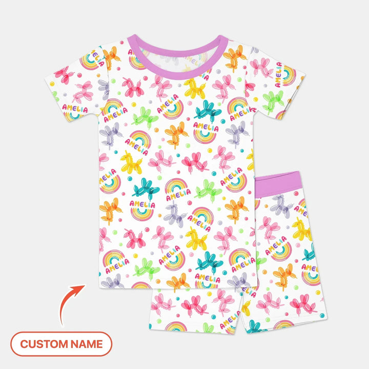 Zweiteiliges Pyjama-Set mit kurzen Ärmeln und Shorts im Sommer-Design