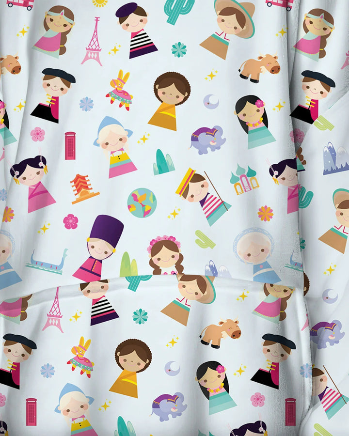 Tiny Friends Around the World Tragbarer Bambus-Deckenhoodie