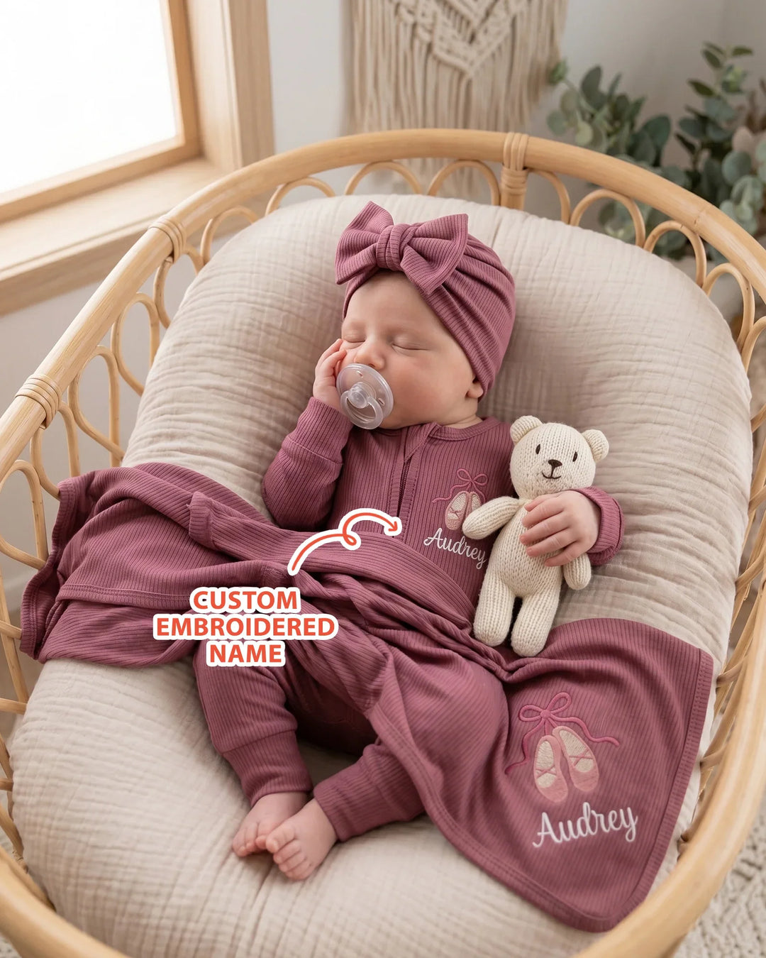 Personalized Sweet Ballet Babe Embroidered Ribbed Convertible Zippy
