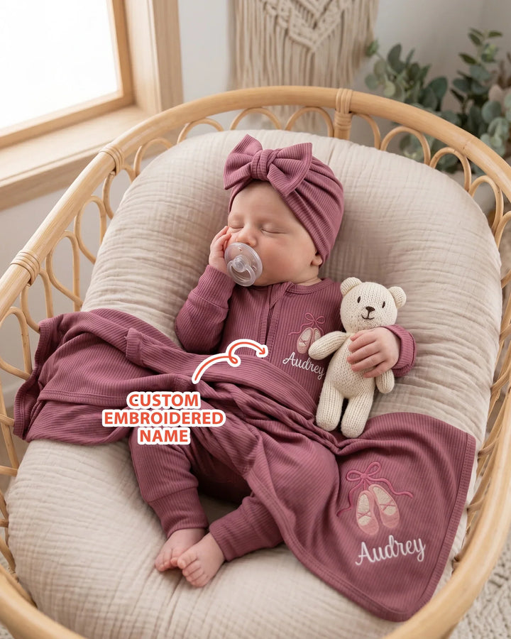 Personalized Sweet Ballet Babe Embroidered Ribbed Convertible Zippy
