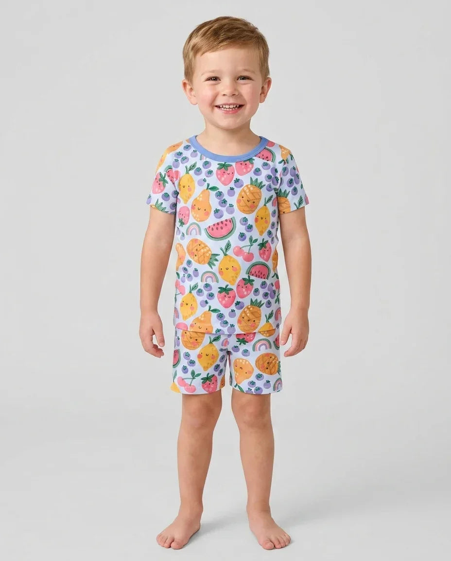 Template Zweiteiliges Pyjama-Set mit kurzen Ärmeln und Shorts