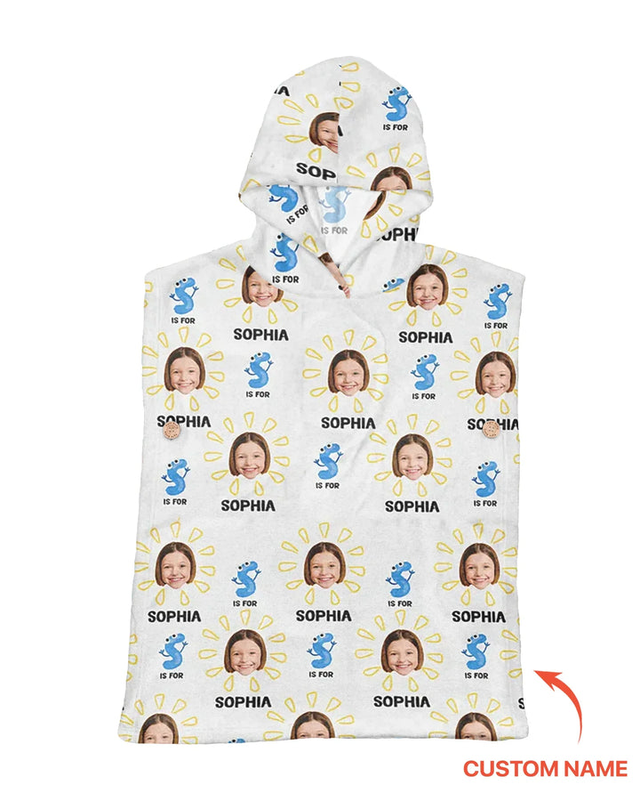 Custom Photo Summer Letter Kid Bamboo Swim Poncho