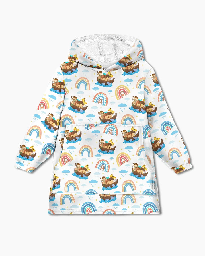 Arche Noah & Gottes Regenbogenversprechen Tragbarer Hoodie aus Bambus-Decke