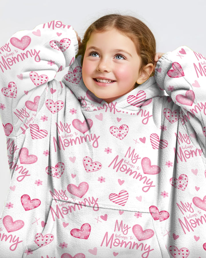Mein Herz gehört Mama tragbarer Bambus-Decken-Hoodie