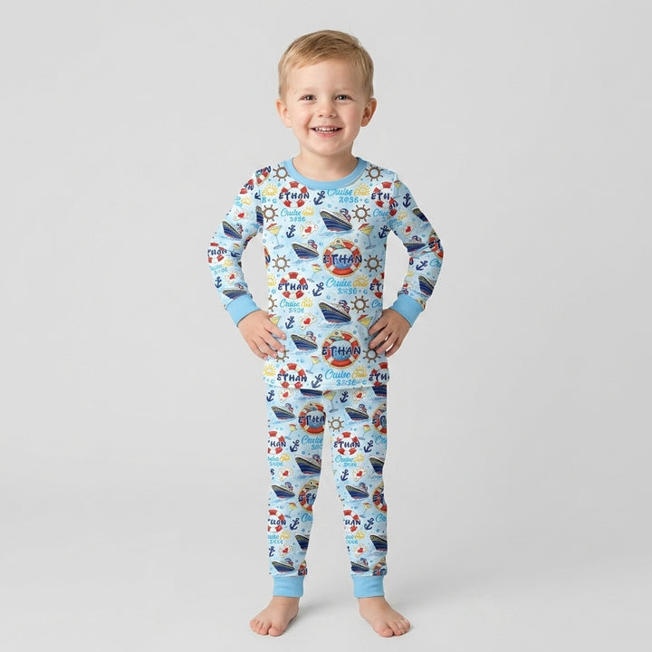 Custom Name Cruise Crew 2026 Bamboo Two Piece Long Sleeve Pajama Set