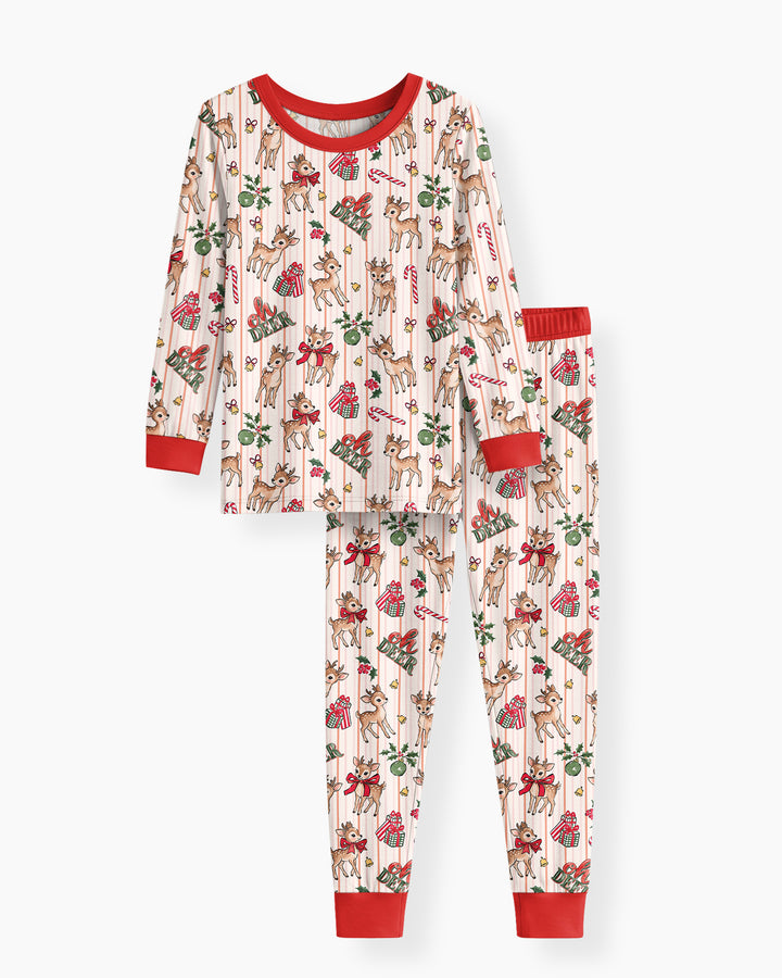 Oh Deer Mommy & Me Matching Bamboo Two Piece Long Sleeve Pajama Set