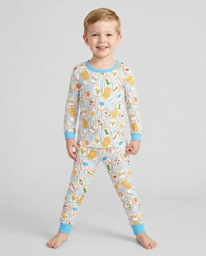 Mahjong Club Mommy & Me Matching Bamboo Two Piece Long Sleeve Pajama Set