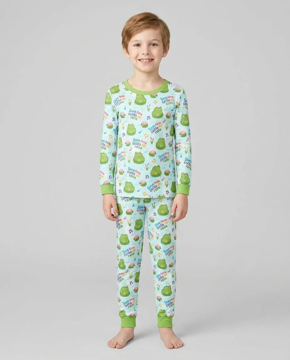 Zweiteiliges Langarm-Pyjama-Set mit Sommerfrüchten