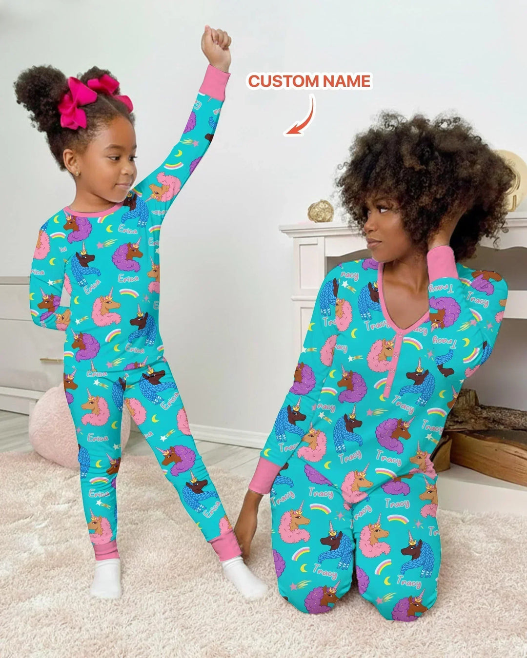 Afrikanisches Astro-Einhorn-Bambus-Damen-Pyjama-Set