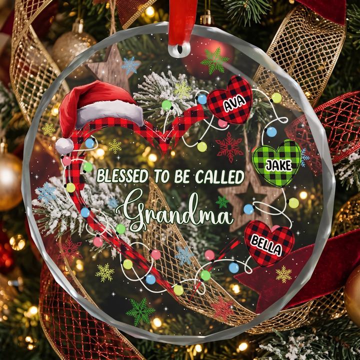 Blessed To Be Called Nana Grandma Mom Glass Ornament