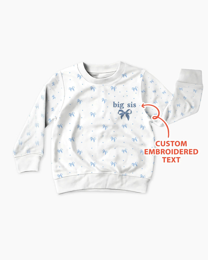 Personalisierter bestickter Name Mutter- und Mädchen-Sweatshirt aus Bambus-Crewneck im Partnerlook