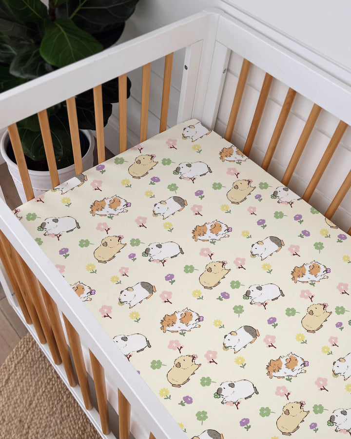 Guinea Pig Garden Bamboo Fitted Crib Sheet