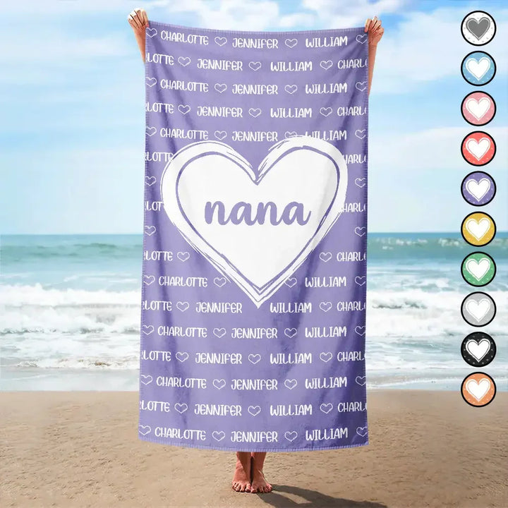 Enkelkinder, Namen der Kinder für Oma, Mama Bambus-Strandtuch
