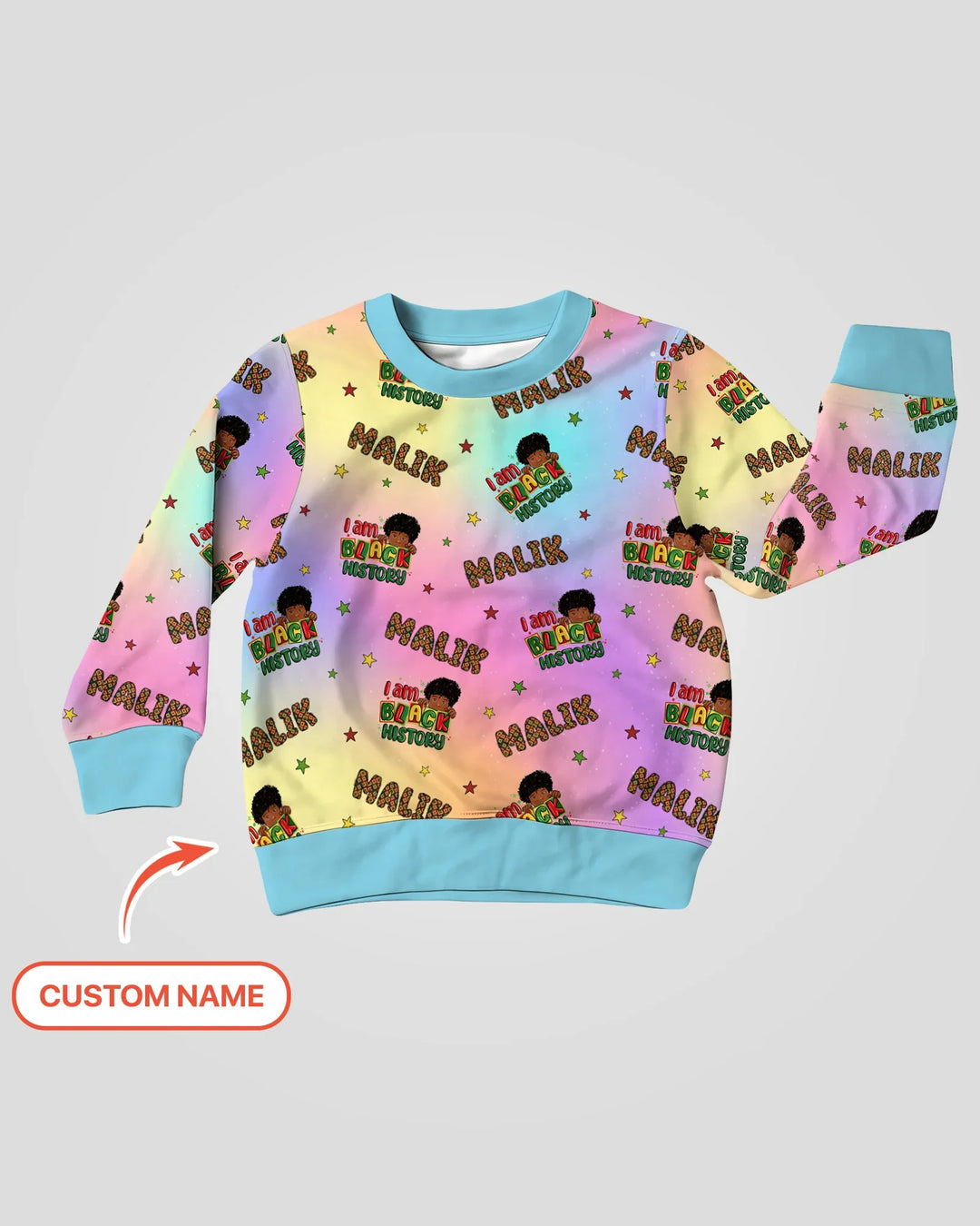 Personalisierter Name "I Am Black History" Individuelles Bambus-Rundhals-Sweatshirt