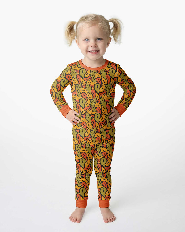 Retro Haunts & Happy Boos Bamboo Two Piece Long Sleeve Pajama Set