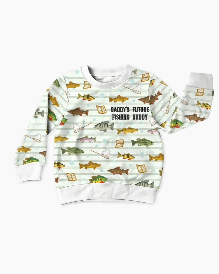 Besticktes Fischer-Papa-Und-Ich-Partnerlook-Bambus-Rundhals-Sweatshirt