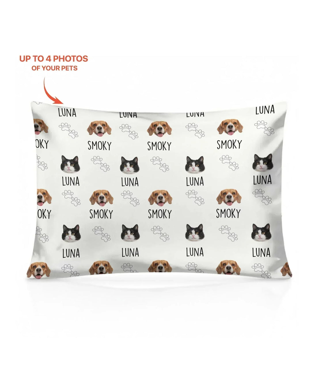 Custom Name and Pet Photos Bamboo Pillow Case