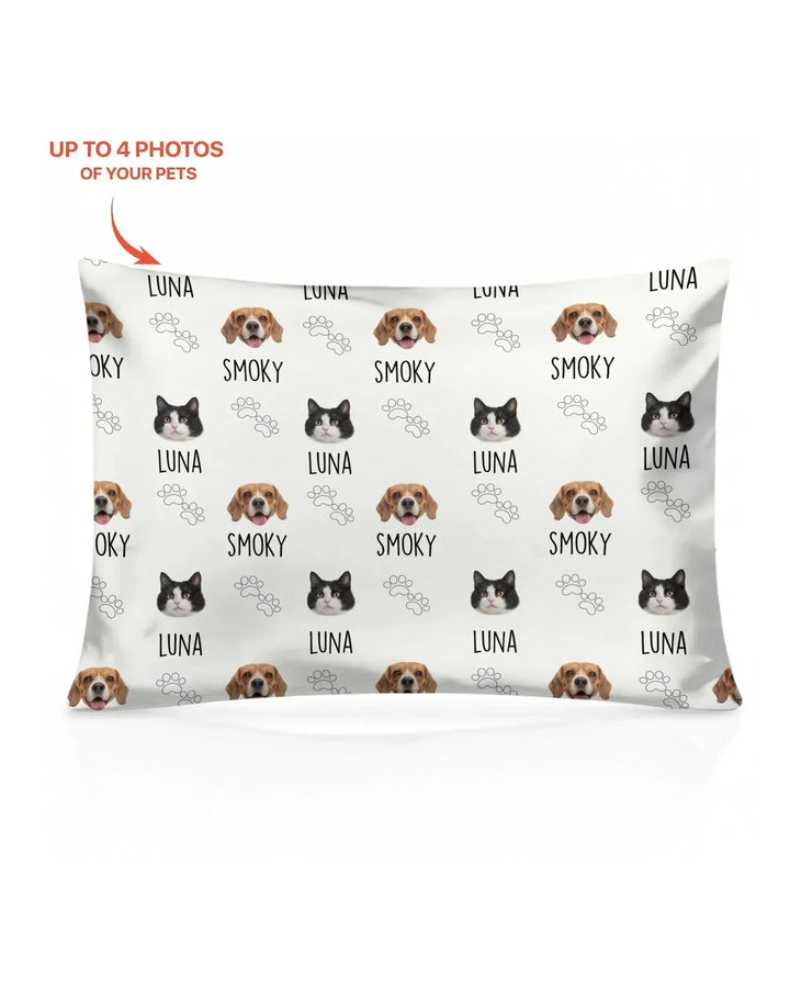 Custom Name and Pet Photos Bamboo Pillow Case