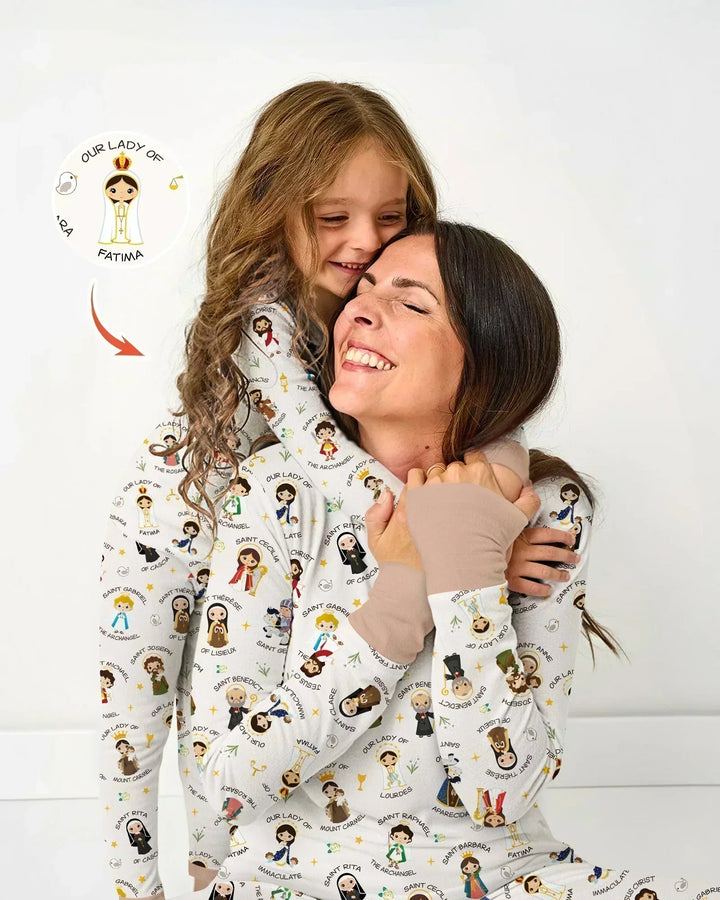 Betet für uns, Familien-Pyjama-Set aus Bambus für Damen