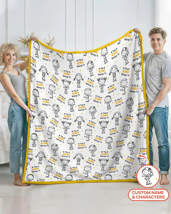 Custom Name "This Mommy Belongs To" Doodle Bamboo Blanket