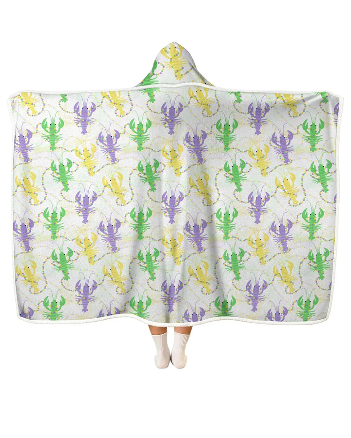 Mardi Gras Langusten Familie Passender Tragbarer Bambus Decken-Hoodie