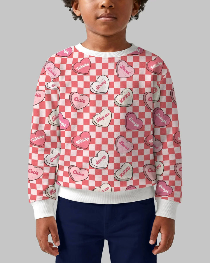 Valentine in Hearts Bambus Rundhals-Sweatshirt