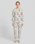 Verzaubertes glückliches Kätzchen-Familien-Partnerlook-Bambus-Damen-Pyjama-Set