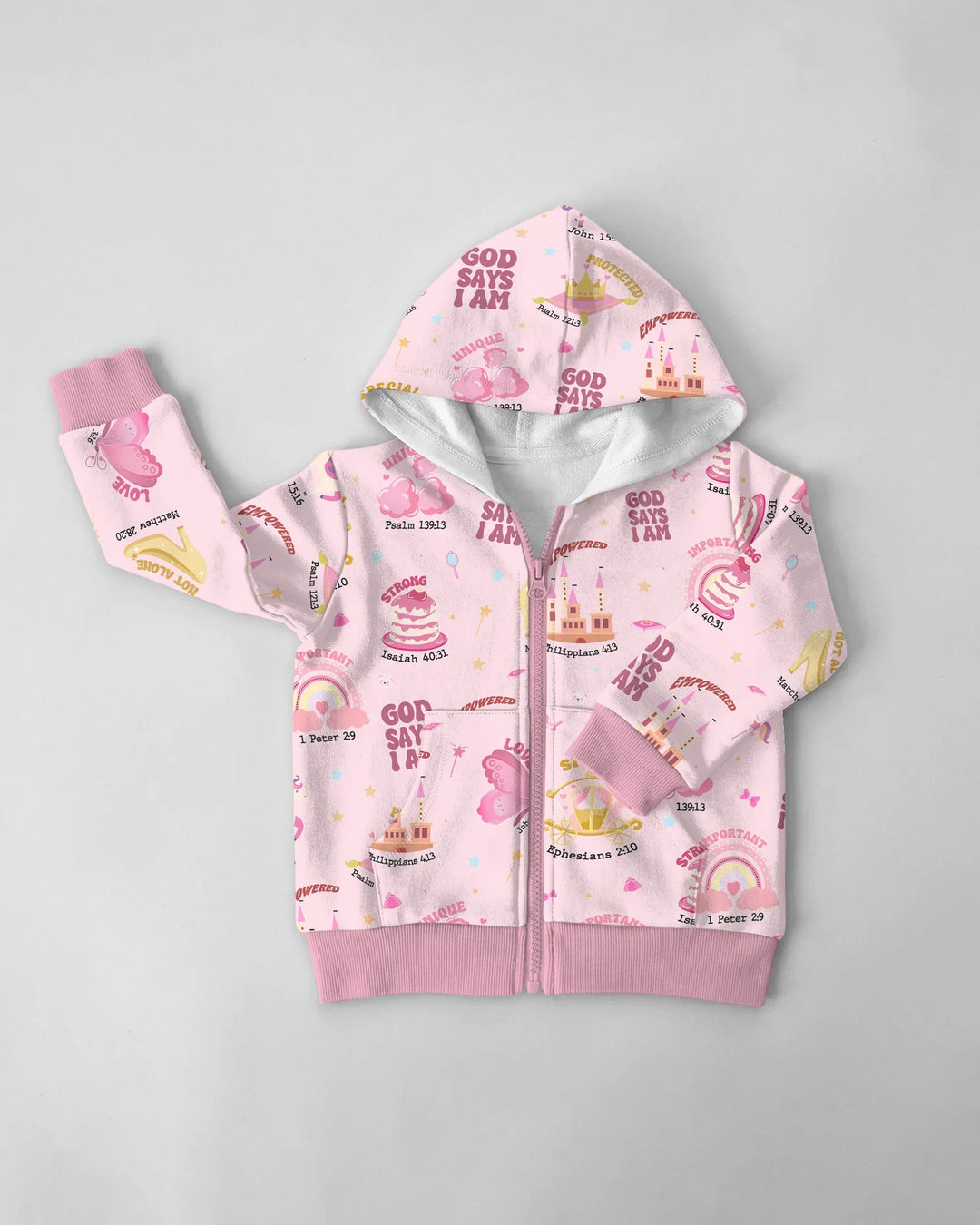 God Says I Am Girl Kapuzenpullover mit Reißverschluss aus Bambus