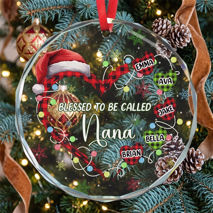 Blessed To Be Called Nana Grandma Mom Glass Ornament
