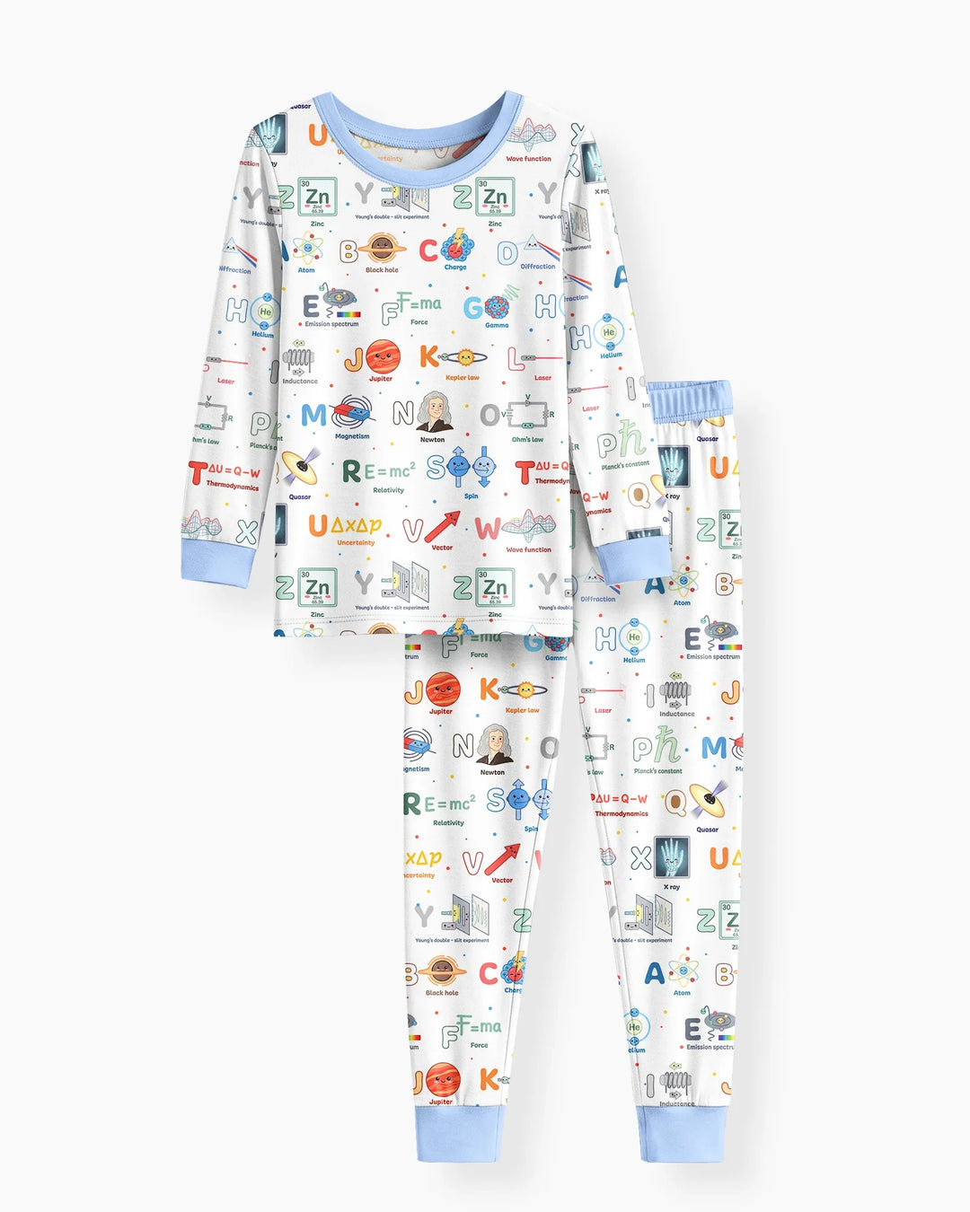 The Physics Alphabet Bamboo Two Piece Long Sleeve Pajama Set