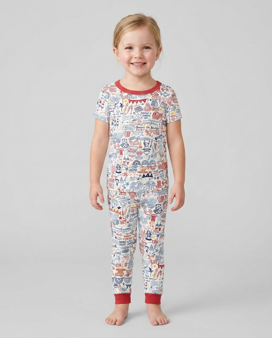 Zweiteiliges, kurzärmliges Pyjama-Set mit Marienkäfern