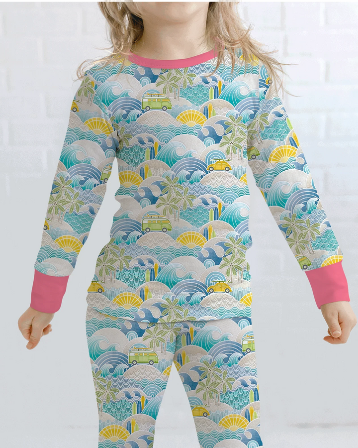 Zweiteiliges Langarm-Pyjama-Set mit Sommerfrüchten