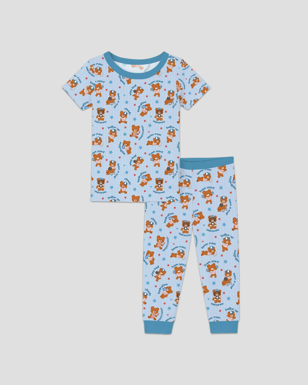 Born To Play Baseball Bamboo Two Piece Short Sleeve Pajama Set