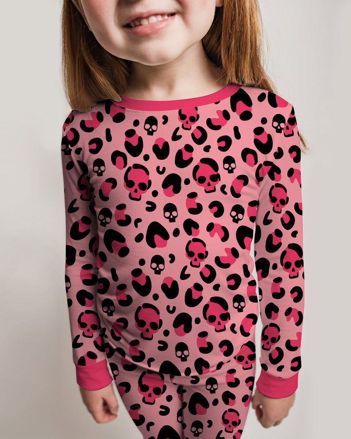 Leopard Skull Bamboo Two Piece Long Sleeve Pajama Set
