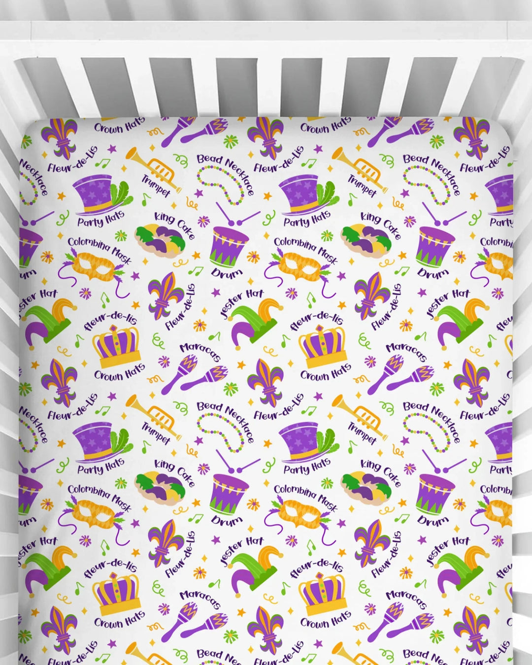 Mardi Gras Family Matching Bamboo Fitted Crib Sheet