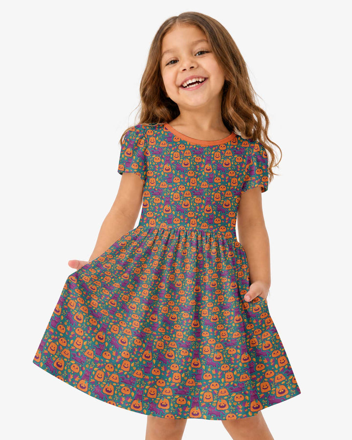 Cats and Pumpkins Bamboo Twirl Dress