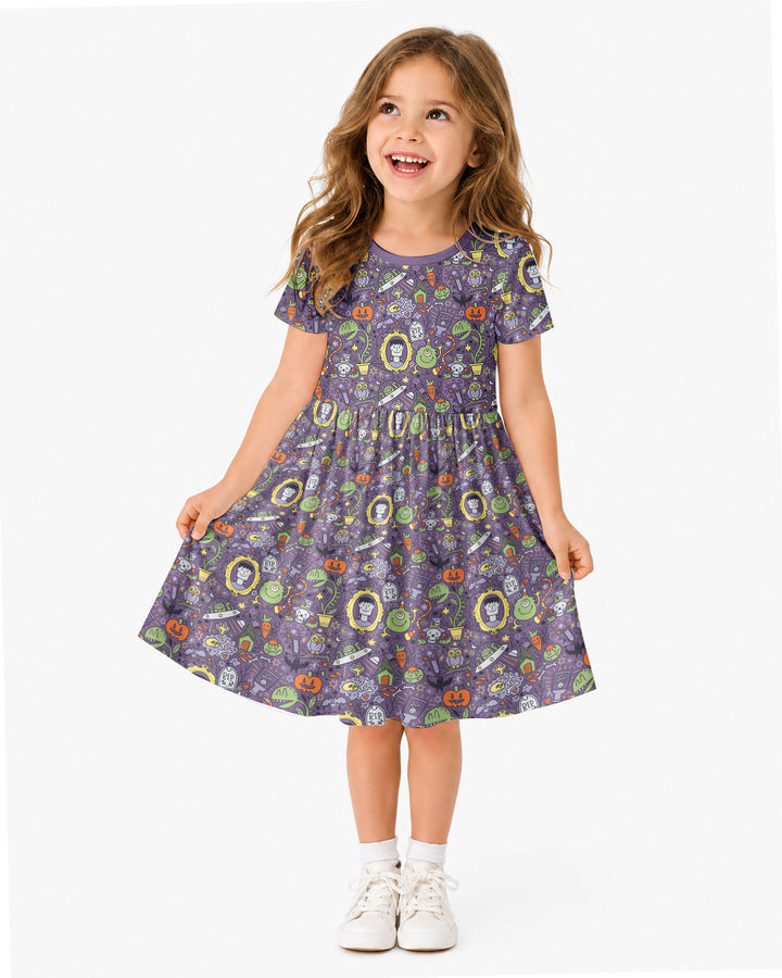 Halloween Monster Fun Bamboo Twirl Dress