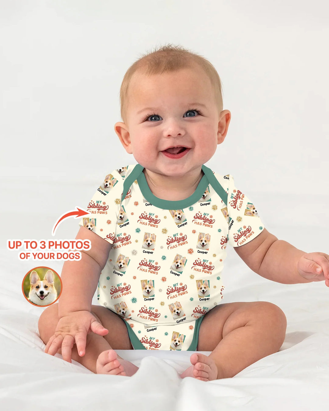Gerippte Babykleidung mit individuellem Foto - Weich &amp; Skizzenhaft