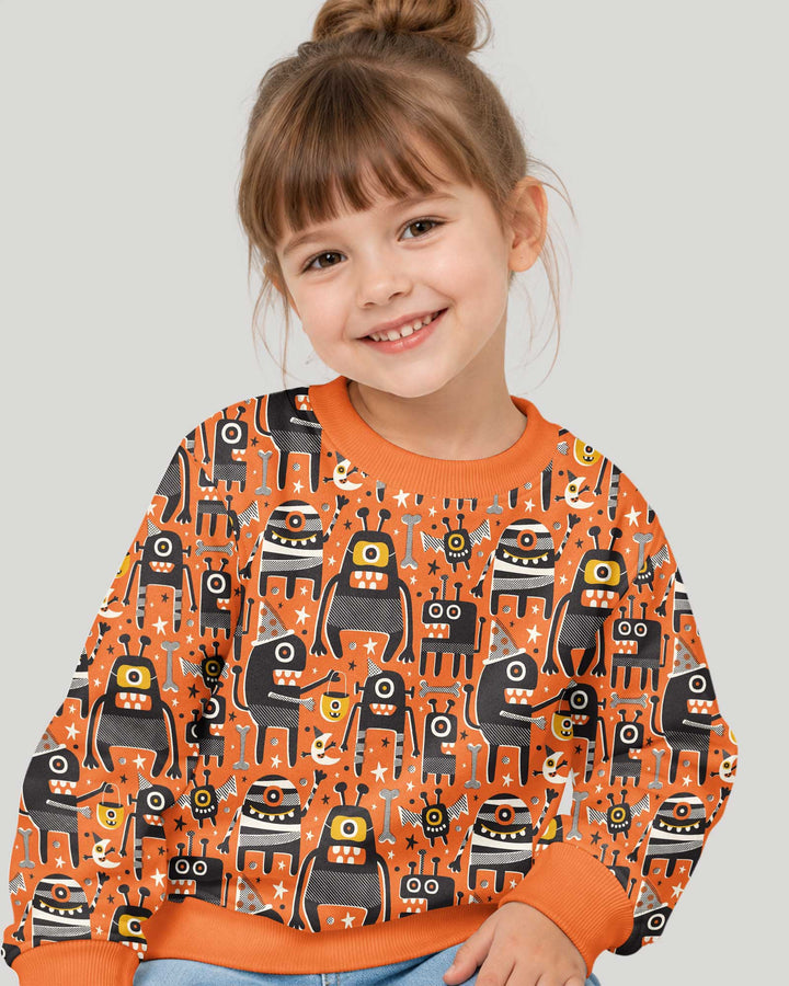 Mid Century Halloween Monster Toss Bamboo Crewneck Sweatshirt