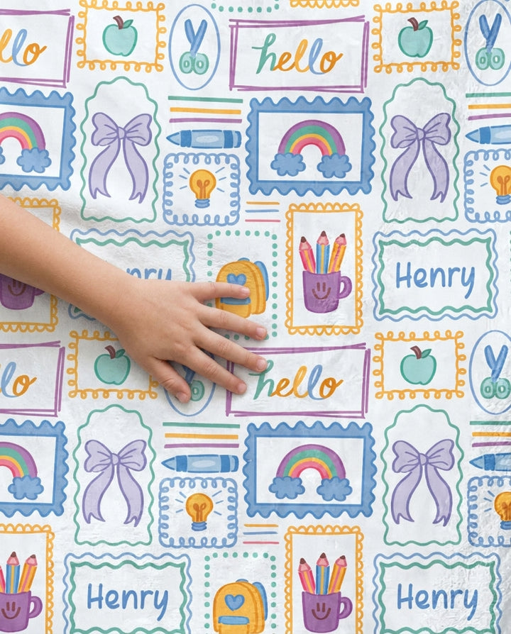 Custom Name Hello School Bamboo Blanket