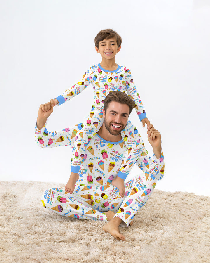 Jesus Summer Ice Cream Taste and See That The Lord Is Good Bamboo Men's Pajama Set
