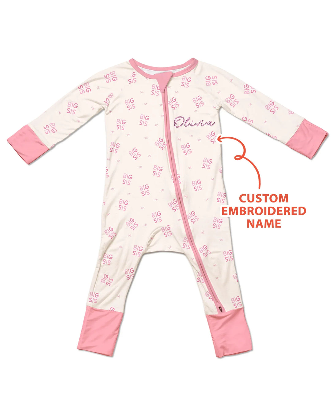 Custom Embroidered Name Big Sis Baby Bamboo Convertible Zippy