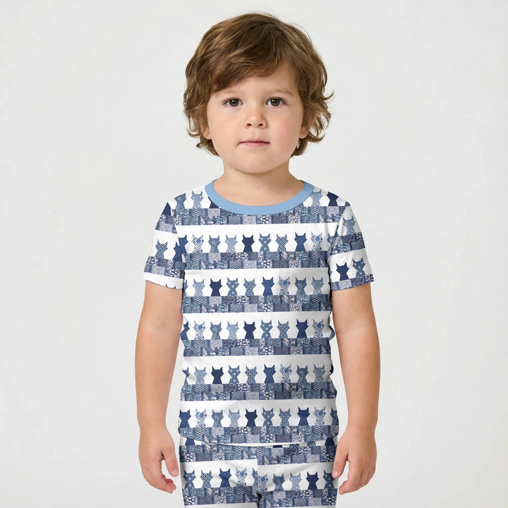 Template Zweiteiliges Pyjama-Set mit kurzen Ärmeln und Shorts