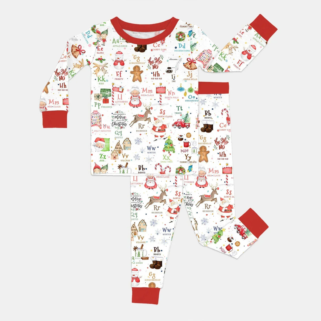 Christmas Alphabet Bamboo Two Piece Long Sleeve Pajama Set